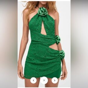 For Love & Lemons Green Lace Dress - Revolve